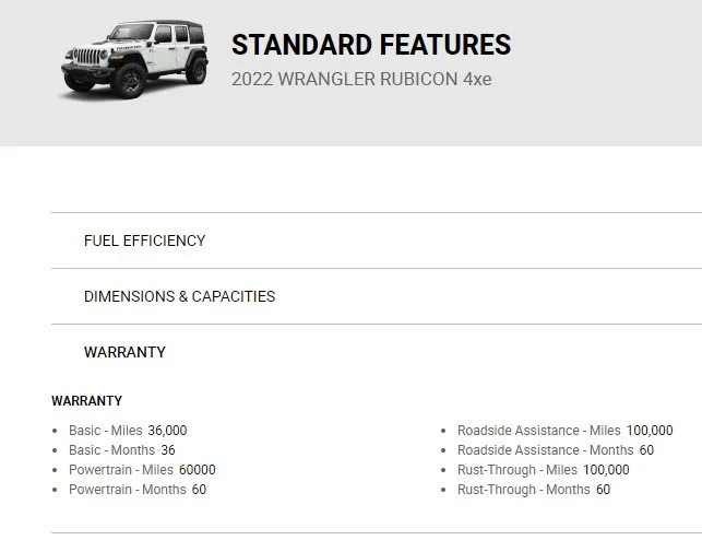 2022 Wrangler 4xe Warranty