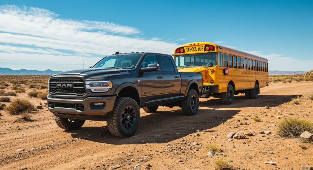 Ram 2500 Towing a School Bus