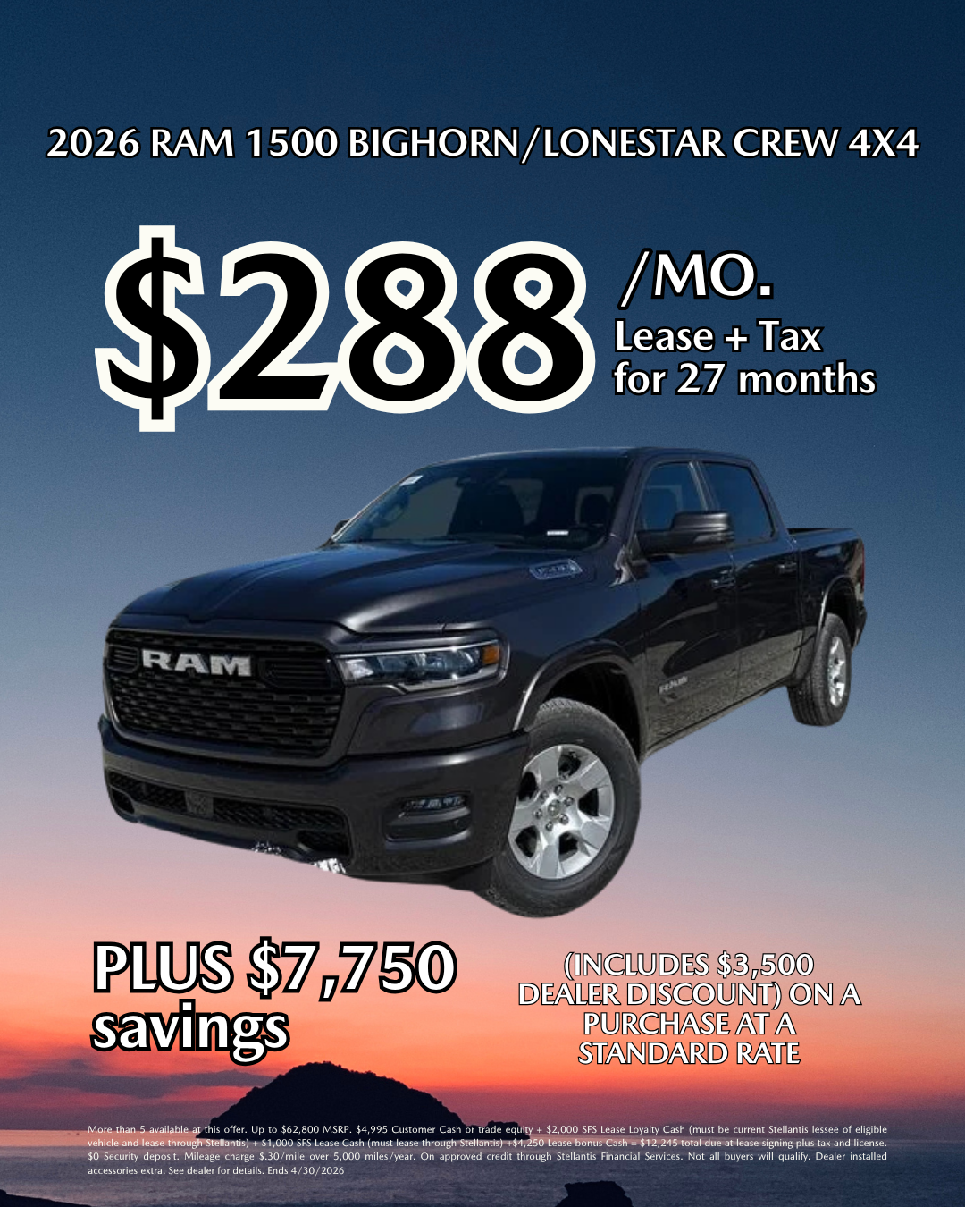 2026 RAM 1500 BIGHORN/LONESTAR CREW 4X4
