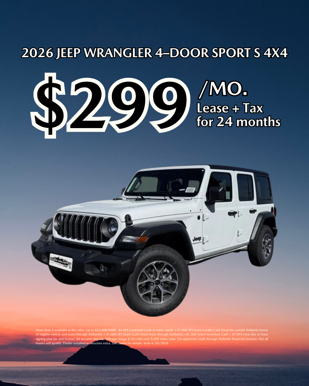 2026 JEEP WRANGLER 4–DOOR SPORT S 4X4
